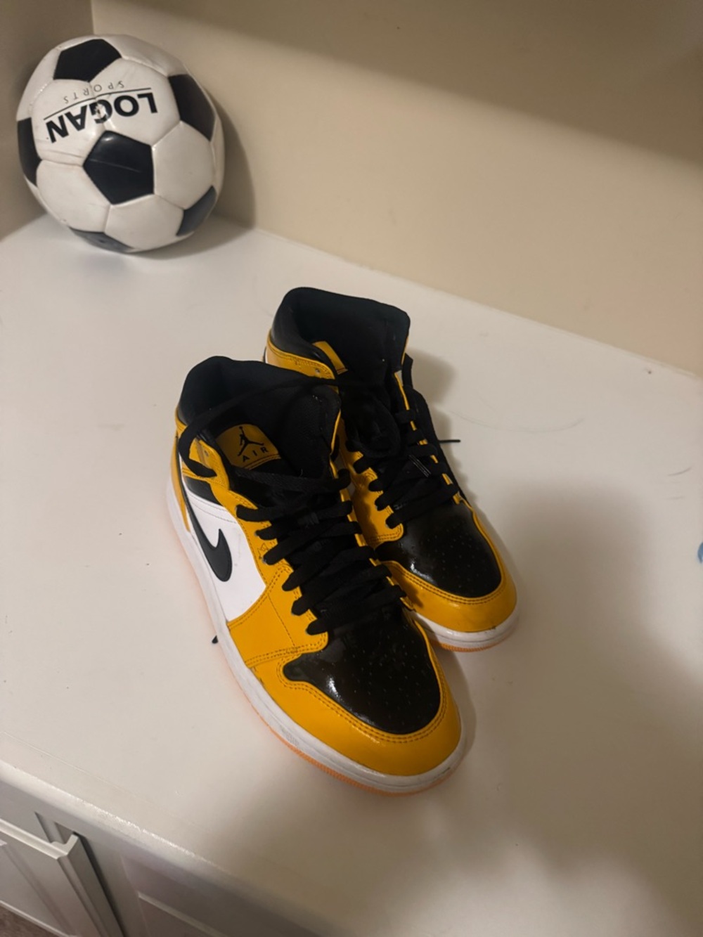 Jordan Men's High-Top Sneakers in Yellow, Black & White